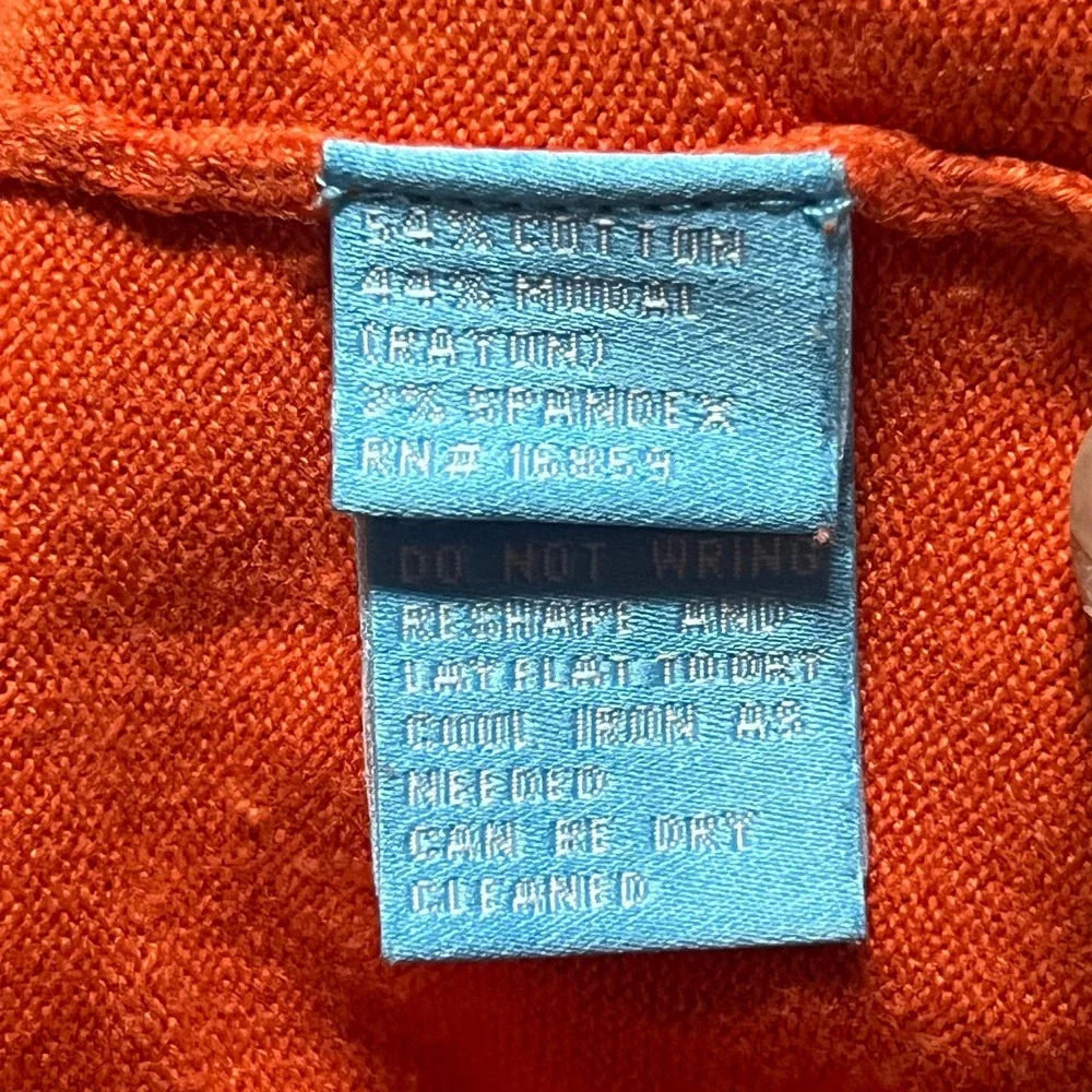 J.McLaughlin Womens Orange Cotton Modal Blend Gingham Trim Cardigan Sweater L